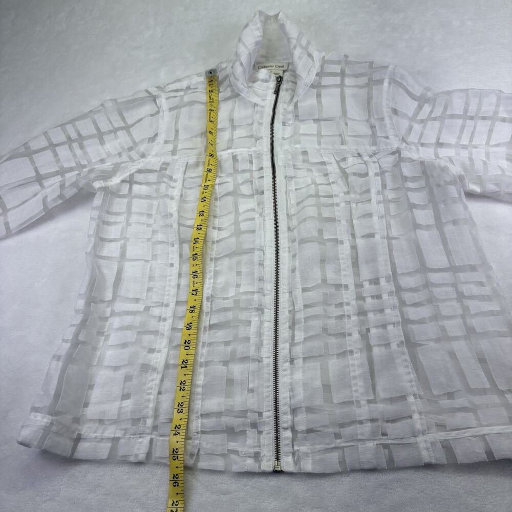 Coldwater Creek White Semi Sheer Square Patterned Zip Up Blazer Jacket Size 16 - Picture 12 of 12